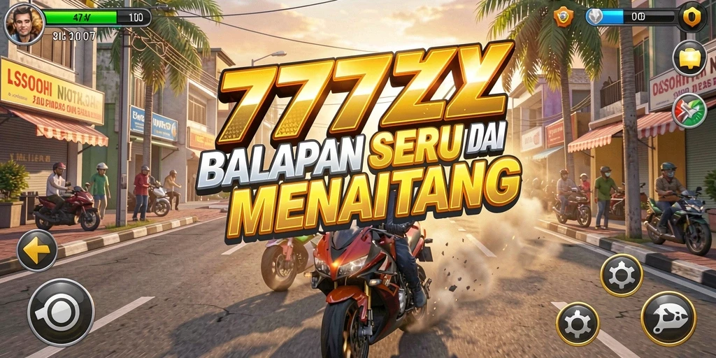 Tampilan gameplay seru di <strong>777ZX</strong> dengan mobil balap yang melaju cepat.