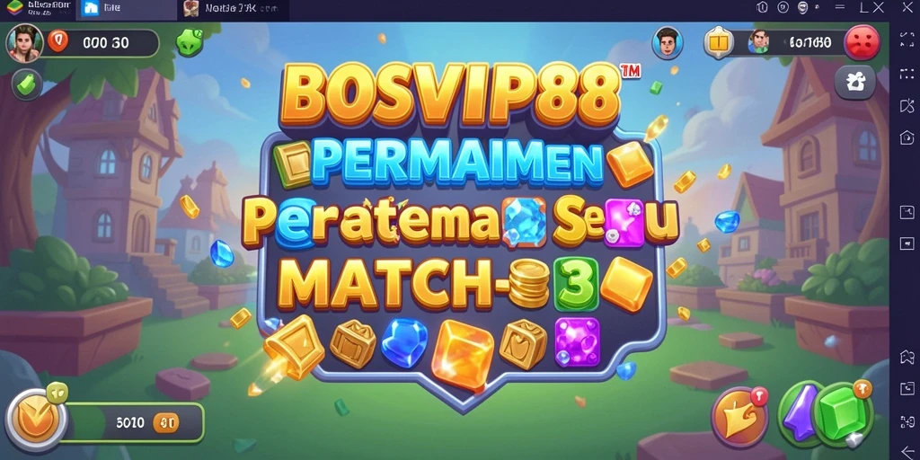 Screenshot gameplay BOSVIP88 menampilkan momen seru mencocokkan objek match-3.