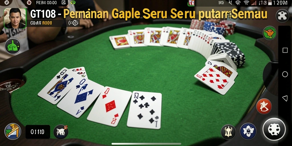 Screenshot gameplay GT108 menampilkan suasana seru permainan Gaple.