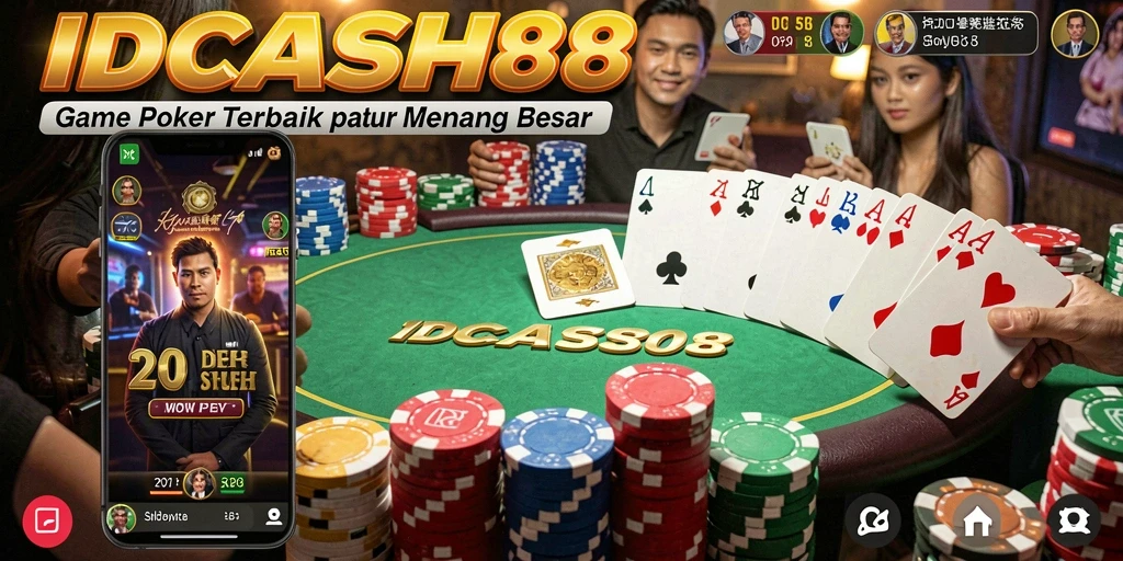 Tampilan gameplay Poker yang seru dan mendebarkan di IDCASH88.