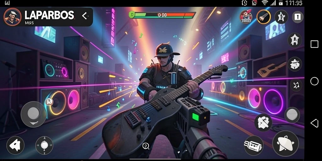 Tampilan gameplay LAPARBOS yang penuh warna dan dinamis.