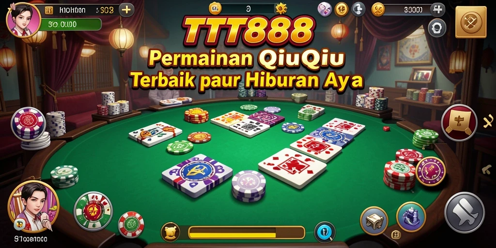 Screenshot utama TTT888 menampilkan gameplay QiuQiu yang seru.